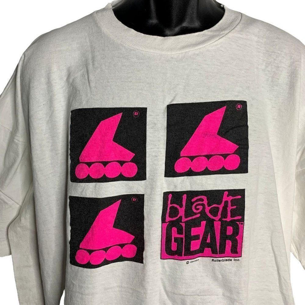 Vintage Mens 90s Roller Blade Gear TShirt XXL White Single Stitch Crewneck